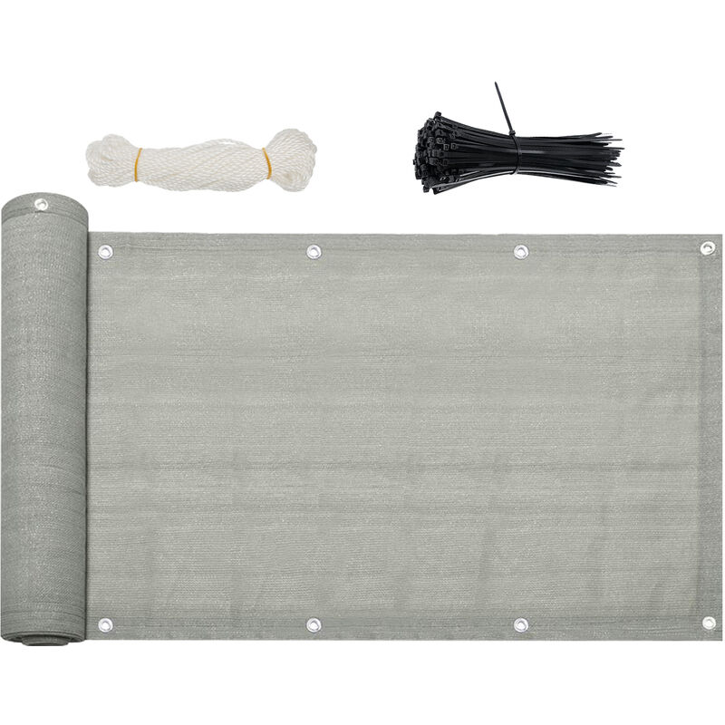 Brise vue Pour Balcon hdpe Jardin Terrasse Anti-UV Ecran de Balcon 600x90cm Gris