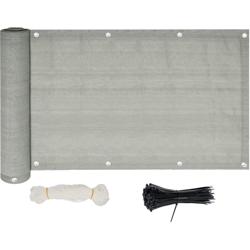 Brise vue Pour Balcon hdpe Jardin Terrasse Anti-UV Ecran de Balcon 600x90cm Gris