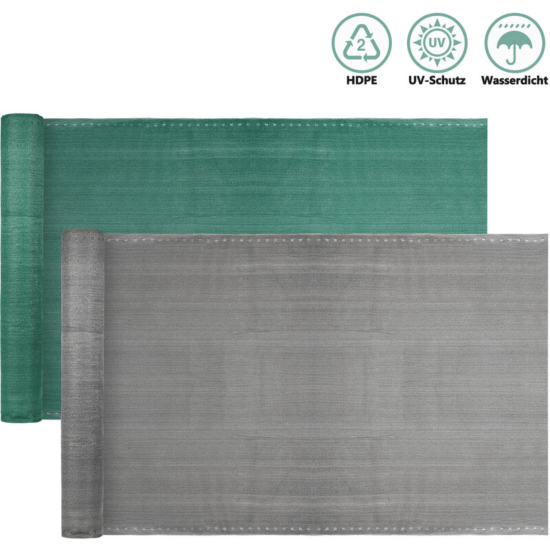 Brise vue renforcé 1.8 x 10 m Brise vue Pour Balcon hdpe barrière maille pare brise Gris - Hengda