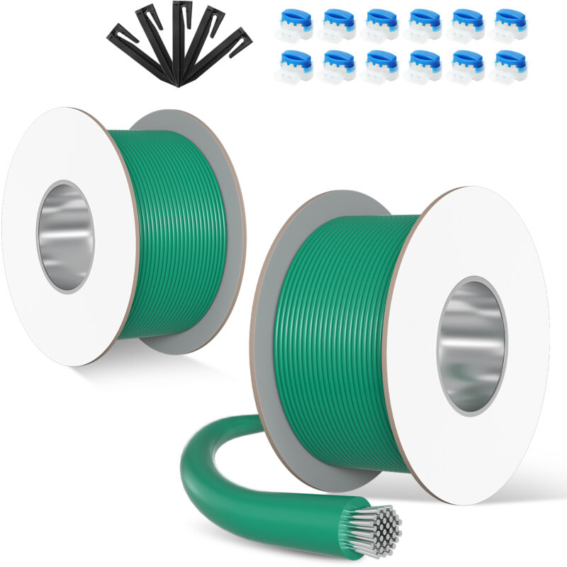 Hengda 200 m Câble périphérique pour robots tondeuses + piquets de terre + connecteur de câble