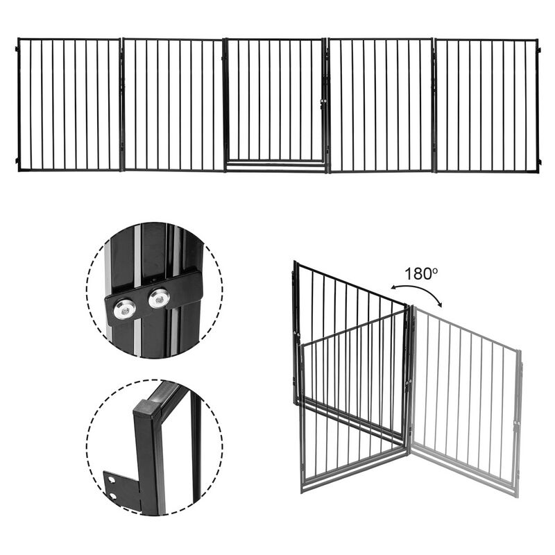 Image of Cancelletto di sicurezza Cancelletto per camino 5 pezzi Cancelletto per cani Area giochi per bambini nero - Hengda