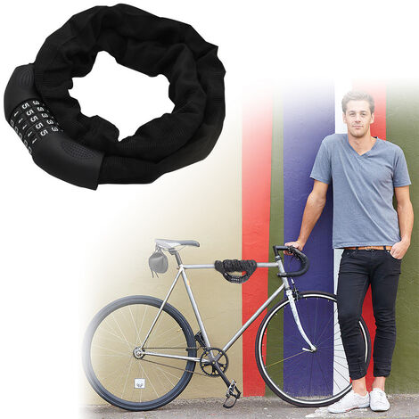 Hengda Candado de bicicleta 120cm candado de bicicleta candado de cadena candado de combinación negro - Negro