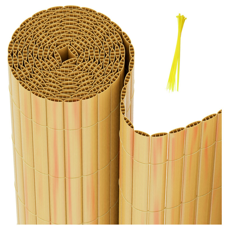 Hengda Canisse en PVC Occultant Cloture pour le jardinet balcon clôture brise-vent Intimité avec Serre-Câbles Bambou 120 x 500cm - Bambou