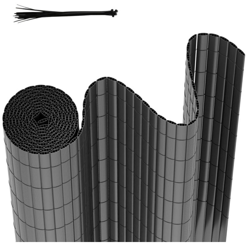 Canisse en pvc Occultant Cloture, pour le jardinet balcon clôture brise-vent, Intimité, avec Serre-Câbles Gris 100 x 400cm - Tolletour