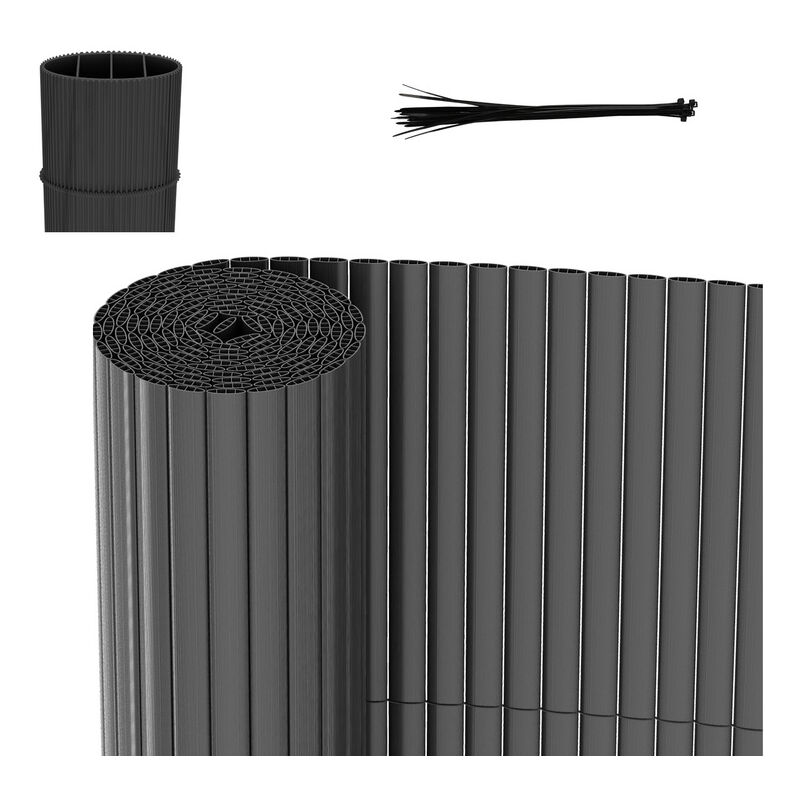 Canisse en pvc Occultant Cloture, pour le jardinet balcon clôture brise-vent, Intimité, avec Serre-Câbles Gris 90 x 400cm - Tolletour