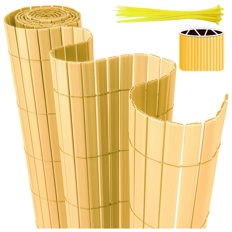 Canisse en PVC,Brise-vue en pvc Clôture d'intimité Protection de Visibilité Résistant uv et aux intempéries,Bambou 160x500cm - bambou - Tolletour