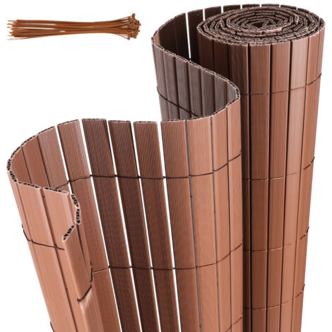 Hengda Canisse in PVC per il giardino. Recinzione frangivento per balconi. Balcone o terrazza a doppia faccia. Marrone 100 x 300cm