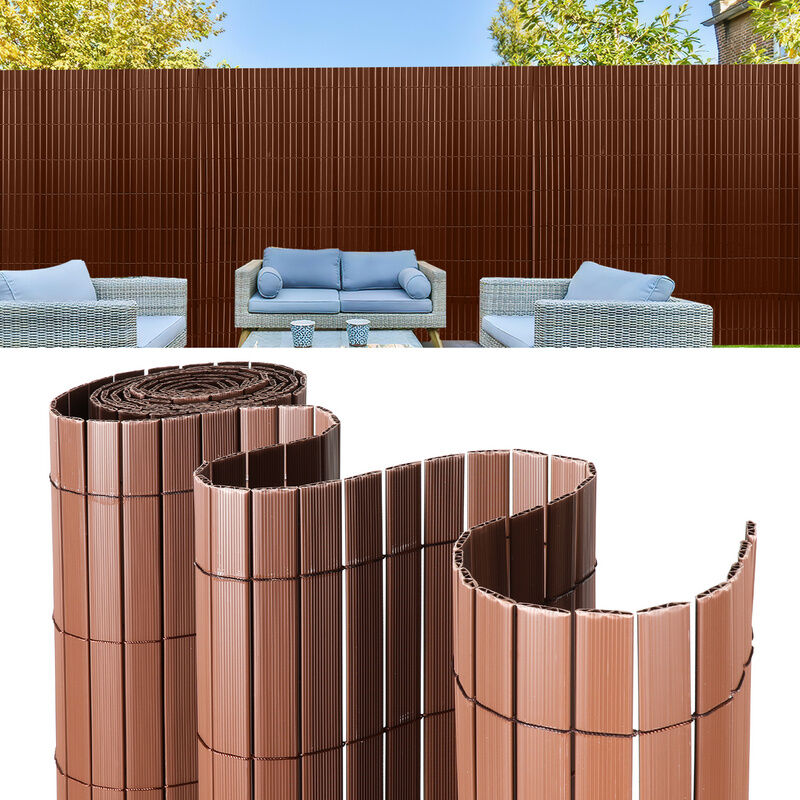Canisse pvc Brise Vue, Paravent de Jardin, Piscines, Balcon Terrasse, Palissade en pvc Résistant aux uv, Intempéries, Marron 120 x 500 cm - Hengda