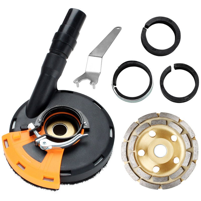 Hengda - Capot d'aspiration pour meuleuse d'angle 125 mm + meule diamantée 125 mm pour béton
