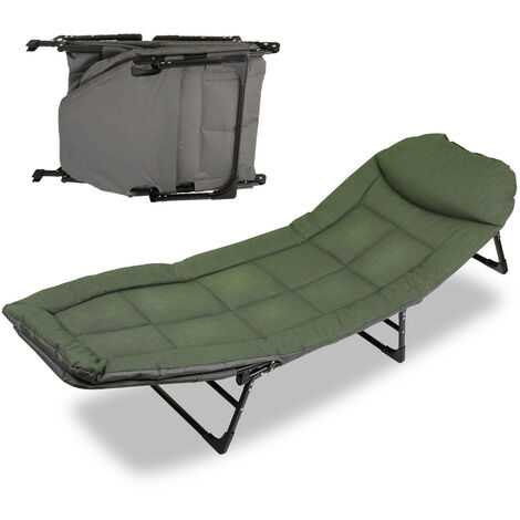 Hengda Chaise longue carpe Chaise pliante pêche Fauteuil inclinable réglable 200x64x32cm - Vert