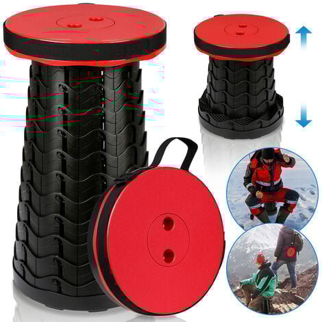 Hengda Chaise pliante portable Siège télescopique Tabouret réglable Pliable Réglable en hauteur Chaise de camping rouge