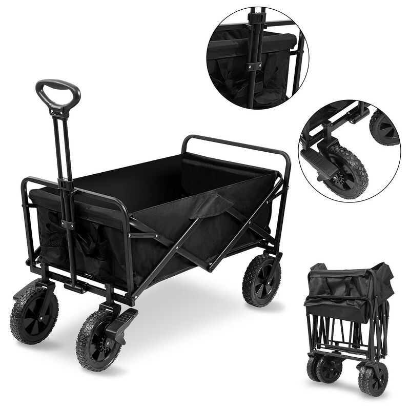 Hengda - Chariot de Jardin Pliable.Chariot de Jardin à Main. Avec barre de poussée Remorque de Transport Collection d'Outils de Jardin.Chariot à