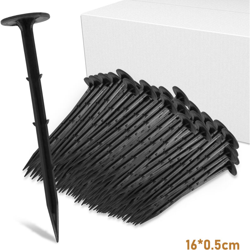 Piquets Ancrage au sol 400 pièces Clou au sol Toison au sol Toison de jardinage Plastique noir 160x5mm - Hengda