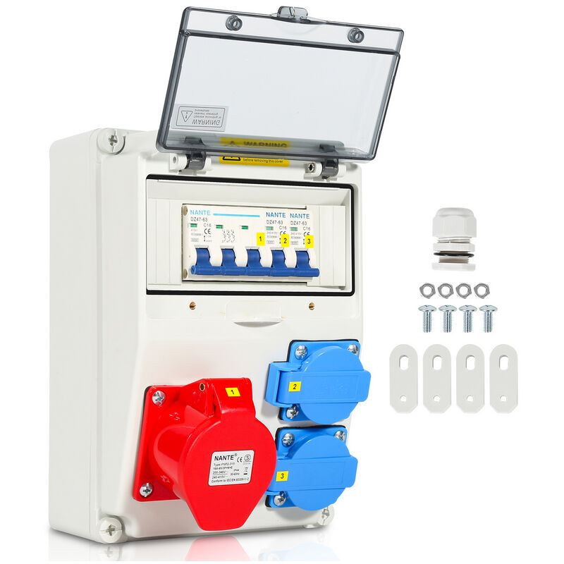 Coffret De Chantier distributeur de courant mural avec disjoncteur . répartiteur électrique 1X16A 2x230V mit ls - Hengda