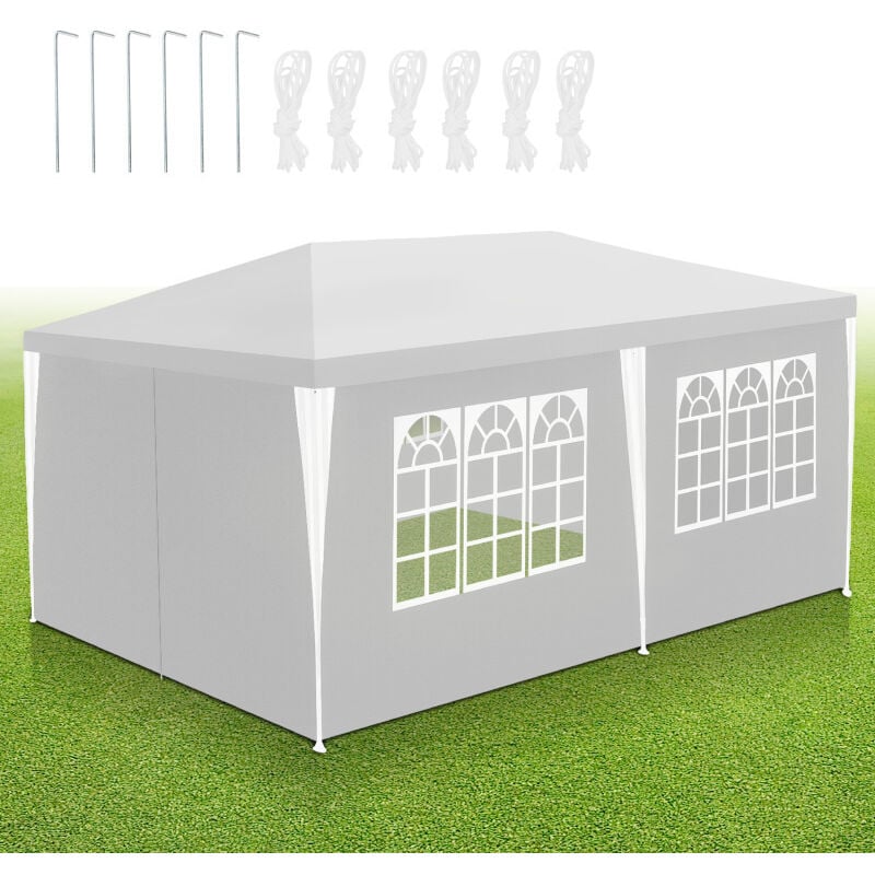 SWANEW Tonnelle Pavillon Tente de Jardin – Pavillon de jardin, kiosque à bière pour les marchés et les fêtes, idéal pour les mariages 3x6m Blanc