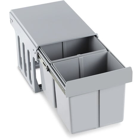 Cubo de basura extraíble debajo del gabinete debajo del fregadero, cubo de  basura doble deslizante para cocina, contenedor de reciclaje de 20 + 10