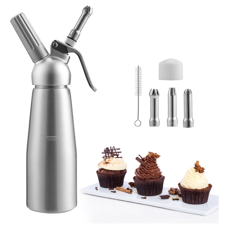 Distributeur de crème Whipper Siphon à Chantilly Professionnel Aluminium 500ml en acier inoxydable Siphons pour Mousses et Crèmes - Hengda