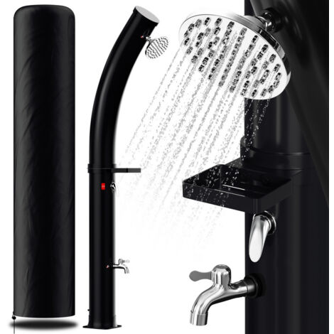 Hengda Doccia solare da giardino - soffione rotondo, curvo, doccia per piscina esterna, con copertura protettiva, 35L