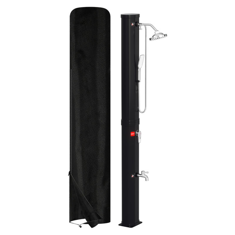 Douche solaire 60L noire avec douchette,pomme ronde, douche de pied,matériel de montage et capot de protection - Hengda