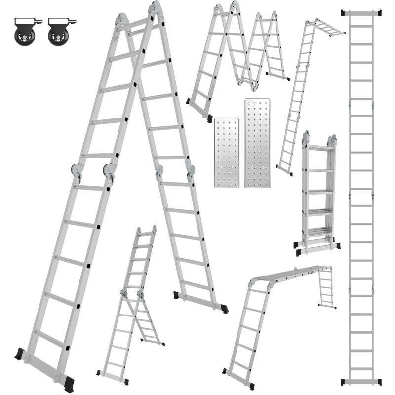 Chelle Pliant Échelle télescopique Multifonction5.82m 6 en 1 Pliable en Aluminium 4x5 Marches Résistante à 150kg - Hengda