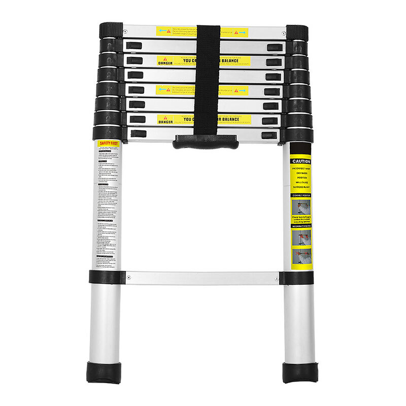 Echelle telescopique Échelle à rallonge légère en aluminium, échelle inclinée antidérapante, 2,6 m, argent échelle à rallonge extensible - Hengda