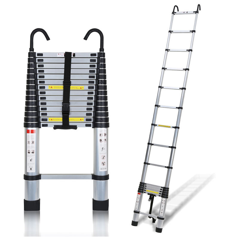 Chelle Télescopique Avec Crochet Escabeau Argent Multifonction 4.4m - Hengda