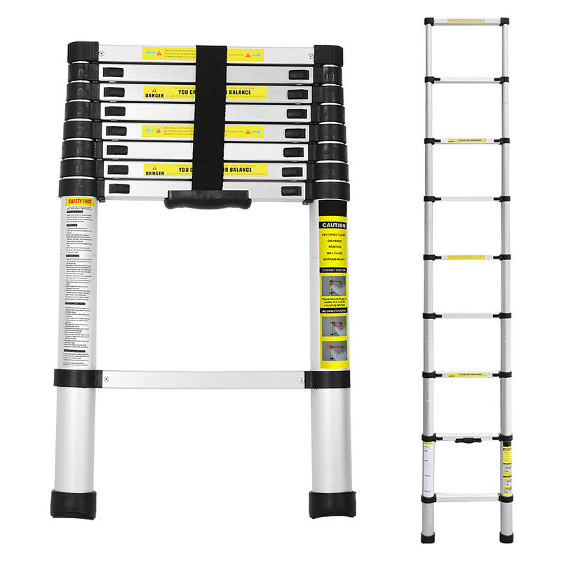 Echelle Télescopique jusqu'à 150 kg Escabeau stable en aluminium Multi-Fonction 2.6 m - Hengda