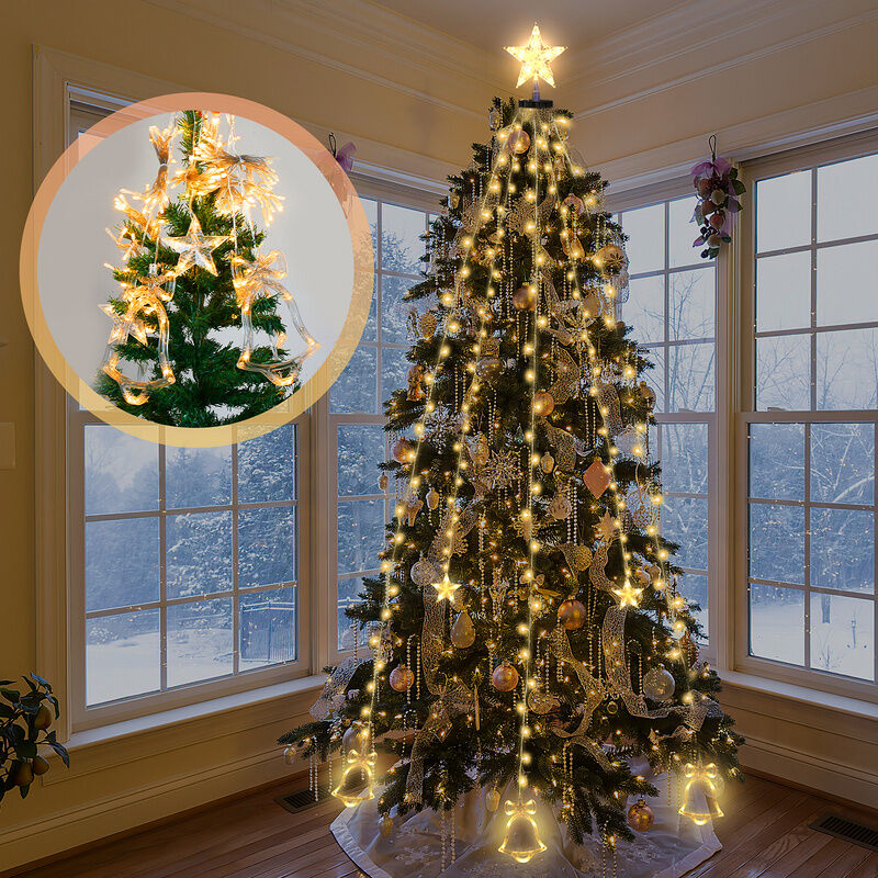 Eclairage de l'arbre de Noël Outdoor Vitrine 200 led Guirlande lumineuse Sapin de Noël Blanc chaud - Blanc chaud - Hengda