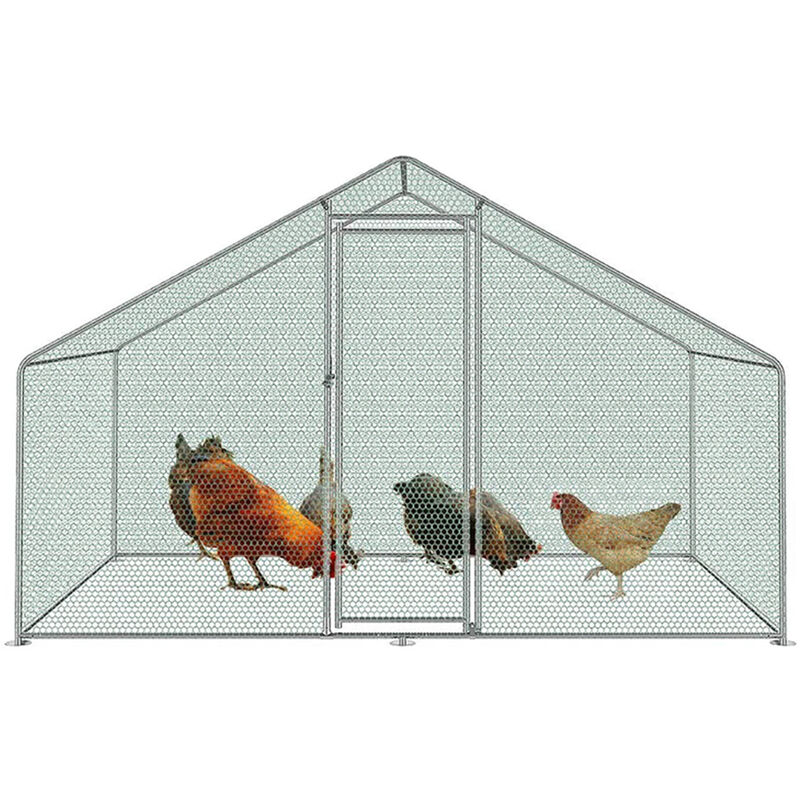 Enclos pour poulailler en acier galvanisé. toit imperméable et anti uv. porte avec loquet. 3x2x2m - Hengda