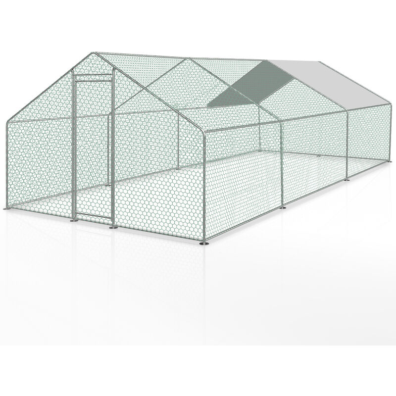 Hengda Enclos poulailler grillagé avec porte latérale et toit dôme 18 m² 6x3 M