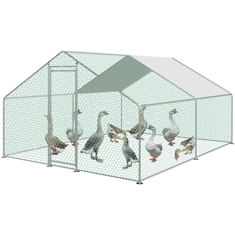 Einfeben Enclos poulailler grillagé avec porte latérale et toit dôme 12 m² 3x4 m