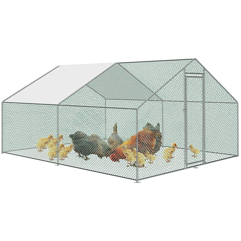 Hengda - Enclos pour poulailler en acier galvanisé. toit imperméable et anti uv. porte avec loquet. 3x4x2m