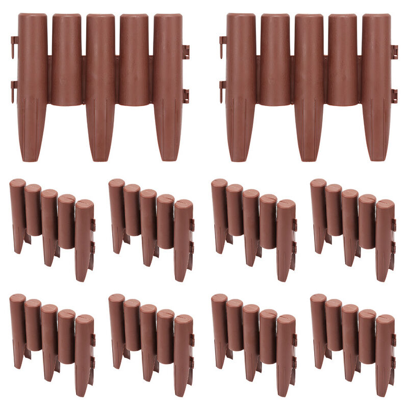 Bordure de jardin en plastique Délimitation pelouse parterre allées Palissade de jardin 10x Palissades = 5.6 m Braun - Hengda