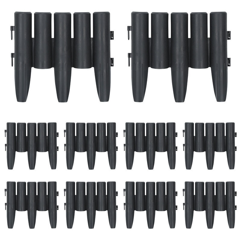 Bordure de jardin en plastique Délimitation pelouse parterre allées Palissade de jardin 10x Palissades = 8.4 m anthracite - Hengda