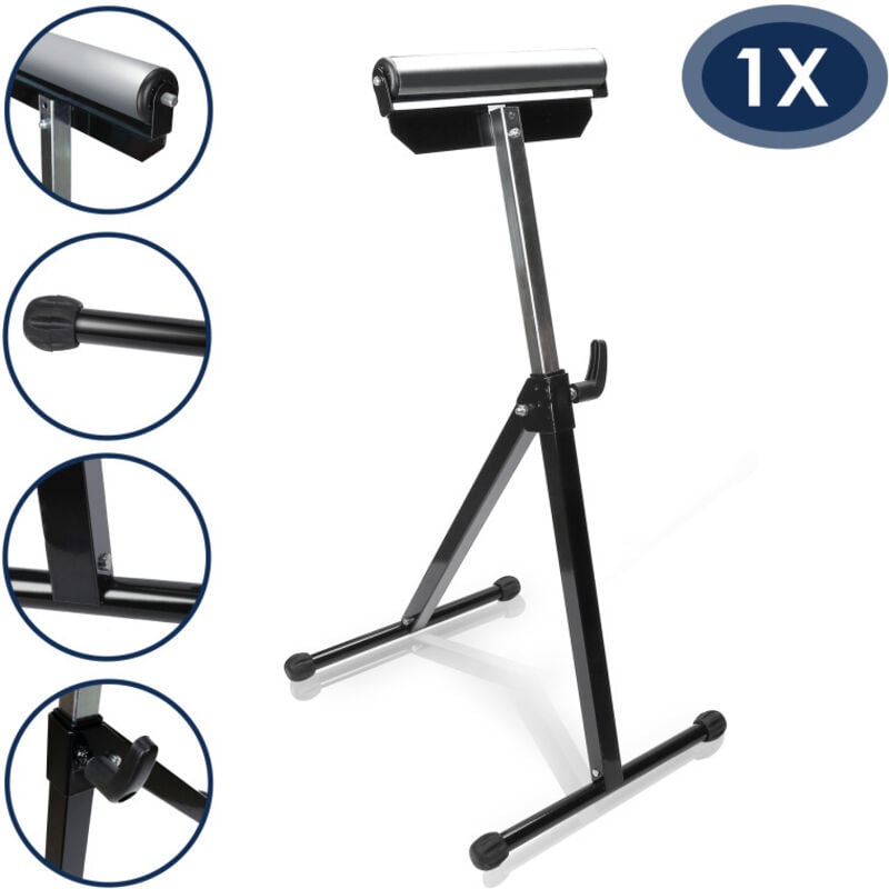 Swanew Ensemble de 1 support à rouleaux 68-108CM Support à rouleaux réglable en hauteur établi - 1 support à rouleaux , 90 kg de capacité de charge,