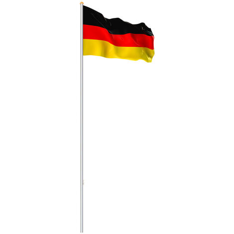 Hengda Fahnenmast Alu Flagge Deutschlandfahne Fahnen Fahnenstange 6.50m inkl Mast Flagge Seilzug inkl Flaggenmast Bodenhülse
