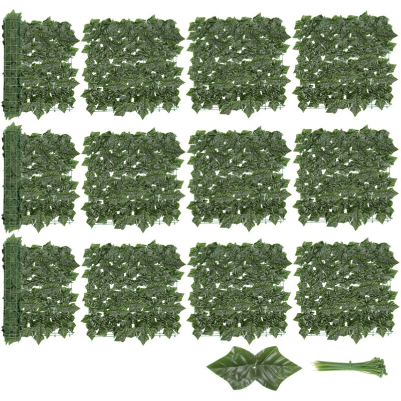 Hengda - einfeben Feuille artificielle jardin clôture de confidentialité 1x3m fausse haie plante mur intérieur extérieur lierre balcon clôture