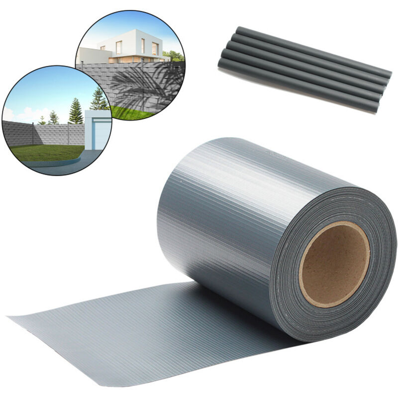 Swanew Écran d'intimité de jardin pvc Clôture à double barre Rouleau de film de clôture Balcon 6 pcs pvc 35x0,19m anthracite