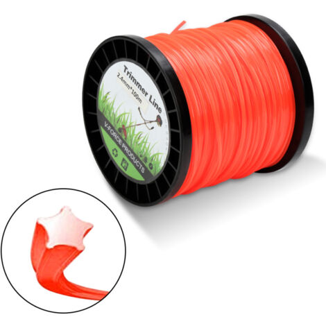 Hengda Filo da Taglio 100M Filo da Taglio per Decespugliatore Nylon Orange Star 2.4mm