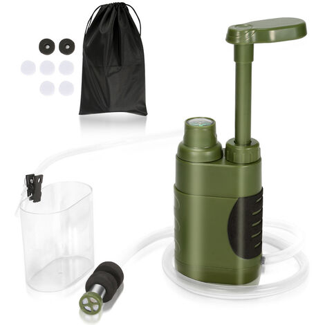Hengda Filtre à Eau Extérieur Filtres Eau Pour Camping Et Randonnée, Convient Pour La Randonnée Camping Trekking Urgence Extérieure - Armée verte