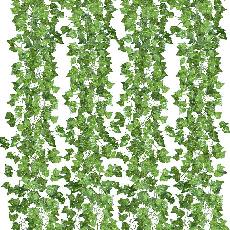 Image of Foglie di edera finte 12 pezzi. edera artificiale. ghirlanda di edera di seta. verde. da appendere. pianta rampicante per feste - Verde - Hengda