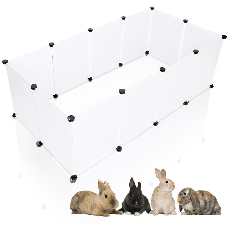 Freigehege Für Kaninchen Modularer Zaunbau Leicht zu montieren Laufstall Weiß 12 Stück 35x45 cm - weiß - Hengda