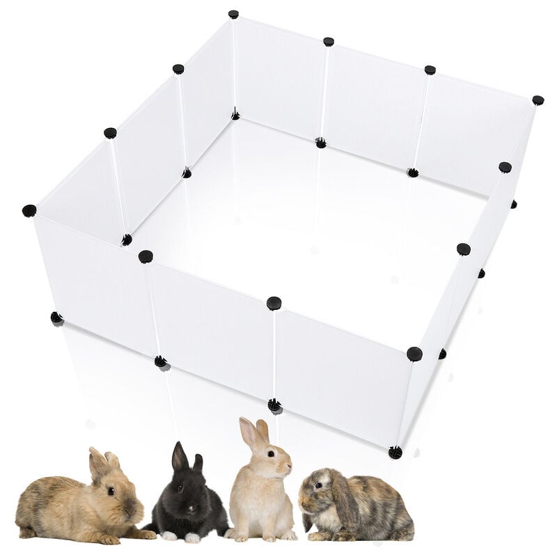 Freigehege für Kleintiere 12 Stück 35x45 cm variabler Aufbau Weiß - weiß - Hengda