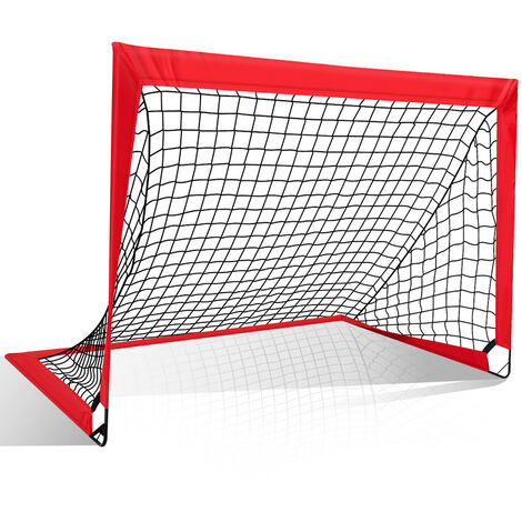 Hengda Fußballtor für Kinder, Klappbares Fußballnetz Mini-Fußballtor Falttor 120 x 90 x 90 cm - Rot