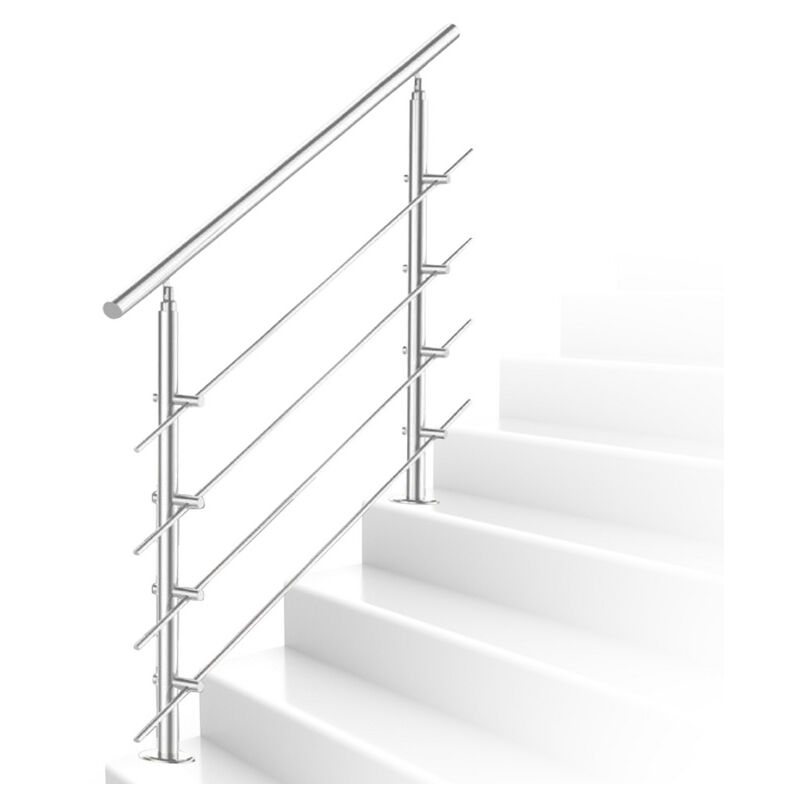 Hengda - Rampe d'escalier en acier inoxydable Main courante Balustrade 180 cm Rambarde avec 4 Entretoises