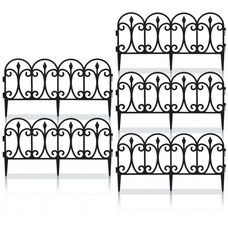 Hengda - 25 pièces Grasrand Clôture de parterre Bordure de parterre Décoration Éléments de clôture - Noir