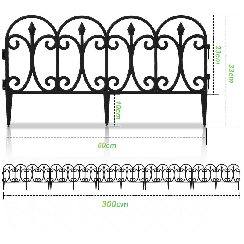 5 pièces Grasrand Clôture de parterre Bordure de parterre Décoration Éléments de clôture - Noir - Tolletour