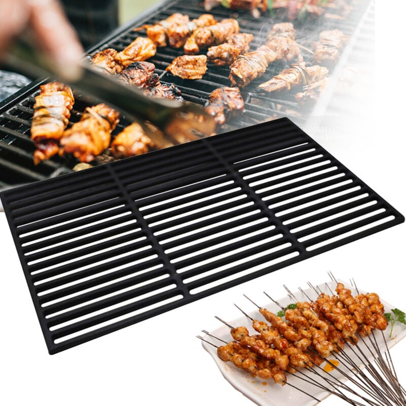 Einfeben Grille de cuisson en fonte Carrée 42x28cm émaillée Grille de barbecue Barbecue à gaz