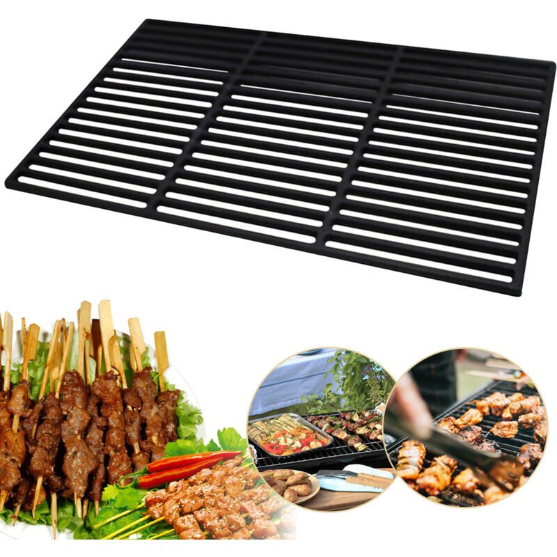 Einfeben Grille de barbecue carrée en fonte émaillée 54x34cm Pour barbecue à gaz grille de cuisson