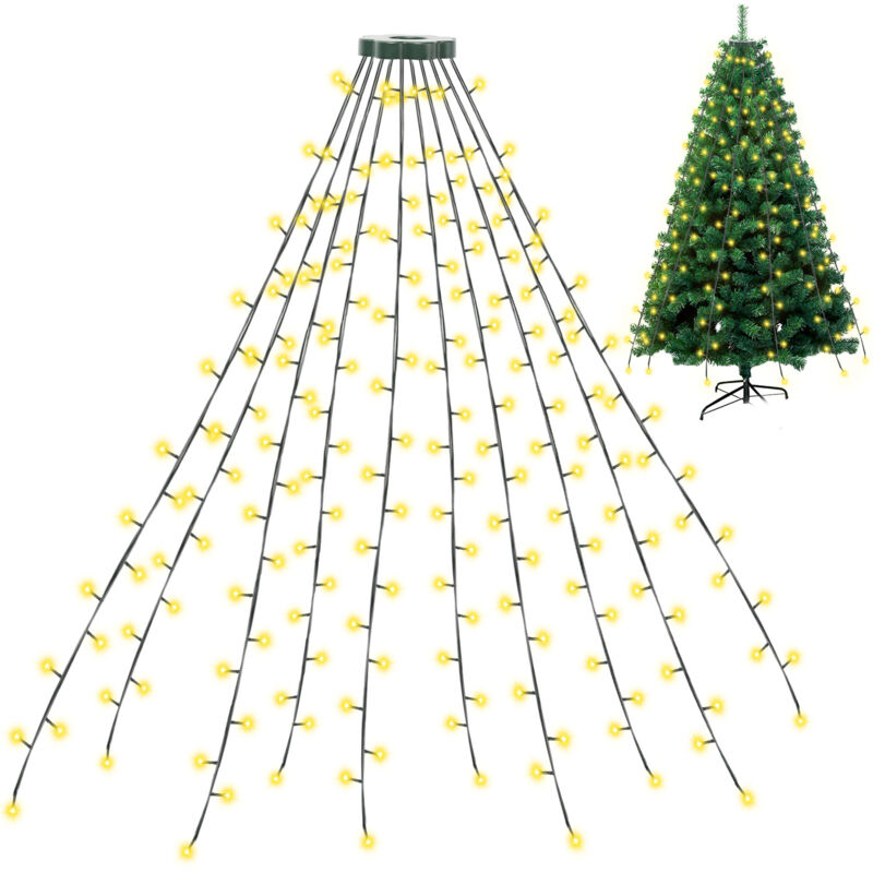 Hengda Guirlande lumineuse 280 LEDs 2.8m 8 effets lumineux Sapin de Noël avec anneau Blanc chaud - blanc chaud